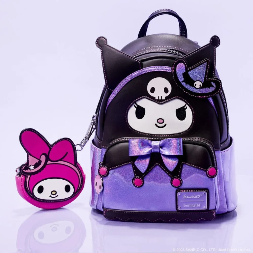 NEW NYCC Limited Edition Loungefly Sanrio Kuromi Witch Backpack & My Melody Coin - Picture 2 of 11